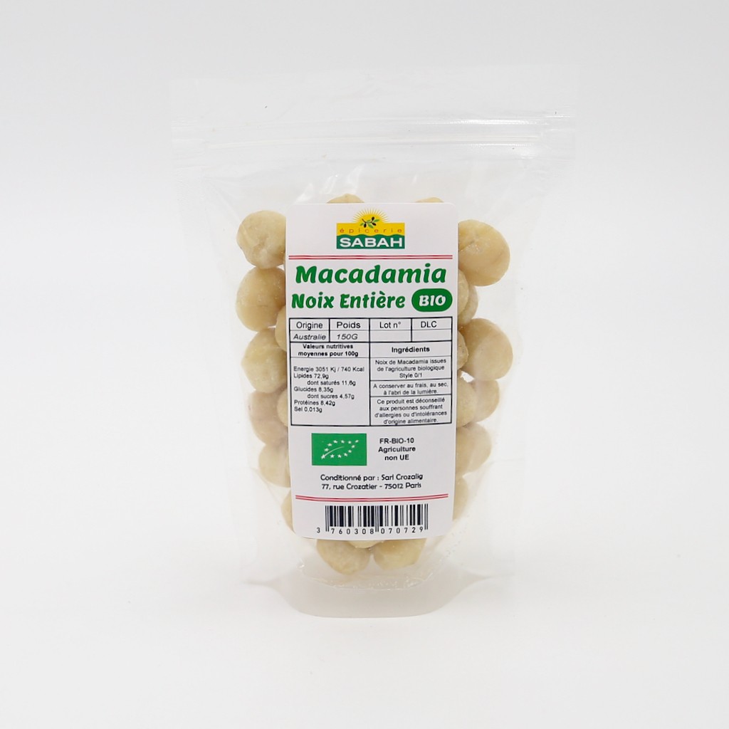 Noix de Macadamia Entières Bio - Poids net : 1 kg